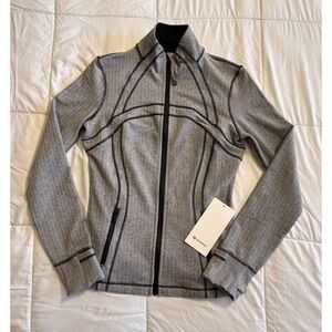 New Lululemon Herringbone Define Jacket Size 8 Thumbholes Full Zip Heather Gray